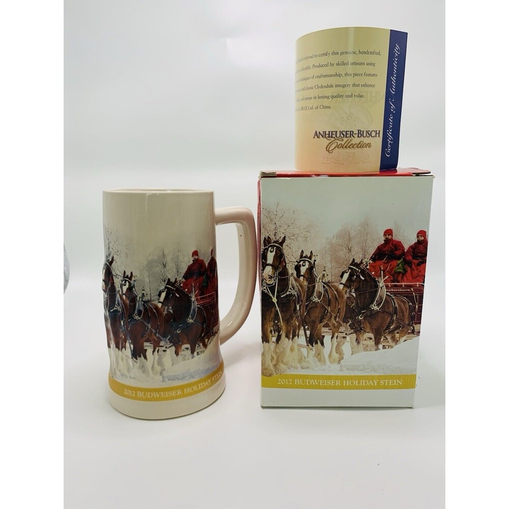 2012 Budweiser Holiday Stein Clydesdales Winter Wonderland Includes Box COA